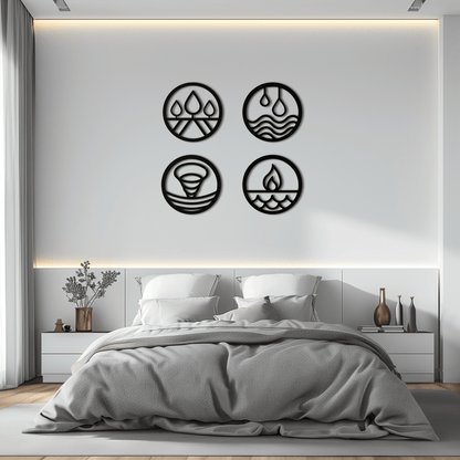 Four Elements Steel Wall Art for Home and Office