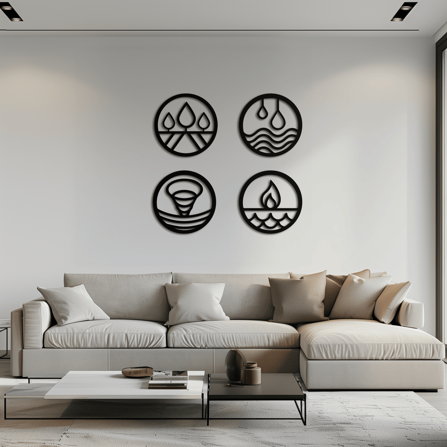 Four Elements Metal Wall Art - Steel Wall Decor for Home and Office - KAF010