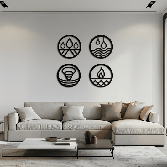 Four Elements Metal Wall Art - Steel Wall Decor for Home and Office - KAF010