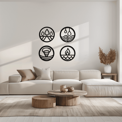 Four Elements Steel Wall Art for Home and Office