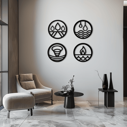 Four Elements Steel Wall Art for Home and Office