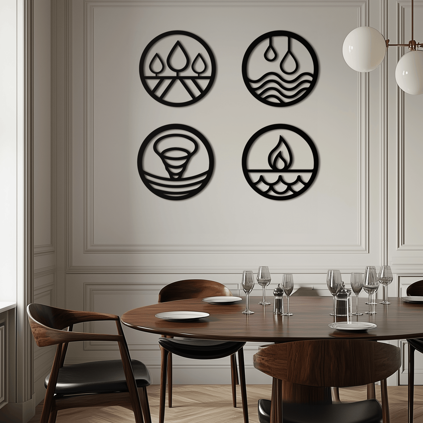 Four Elements Metal Wall Art - Steel Wall Decor for Home and Office - KAF010