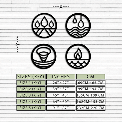 Four Elements Steel Wall Art for Home and Office