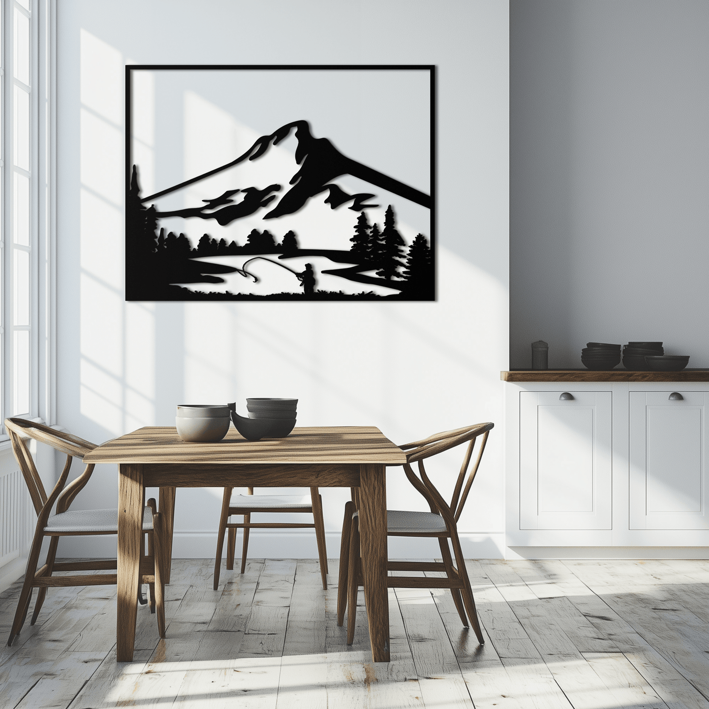 Mountain Fishing Metal Wall Art