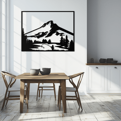 Mountain Fishing Metal Wall Art