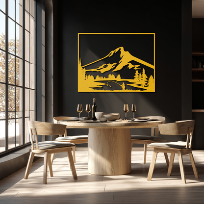 Mountain Fishing Metal Wall Art