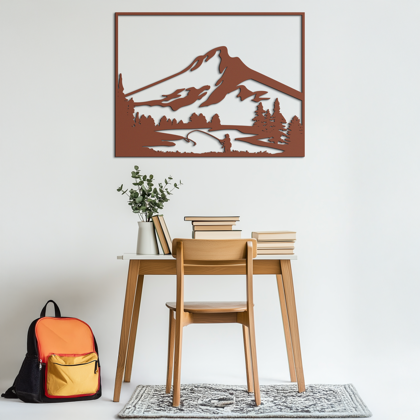 Mountain Fishing Metal Wall Art