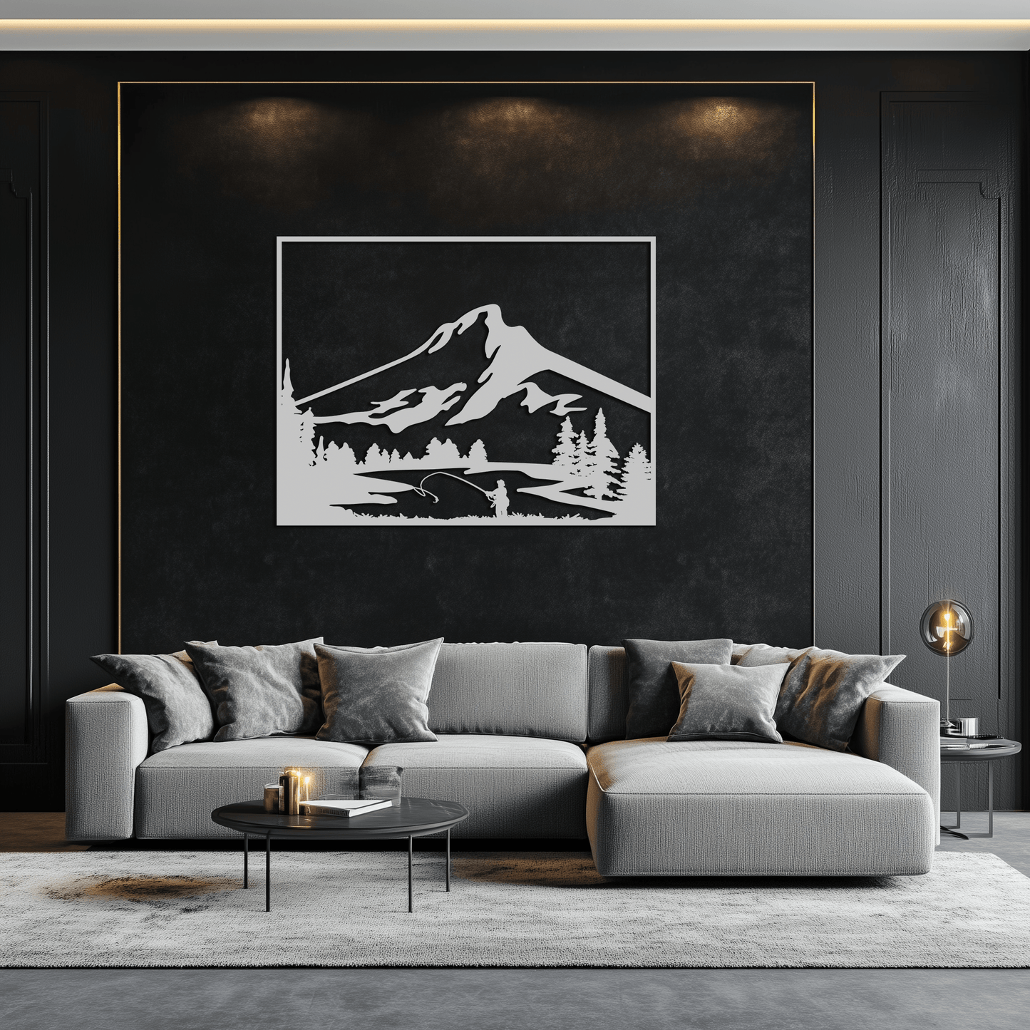 Mountain Fishing Metal Wall Art