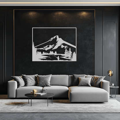 Mountain Fishing Metal Wall Art