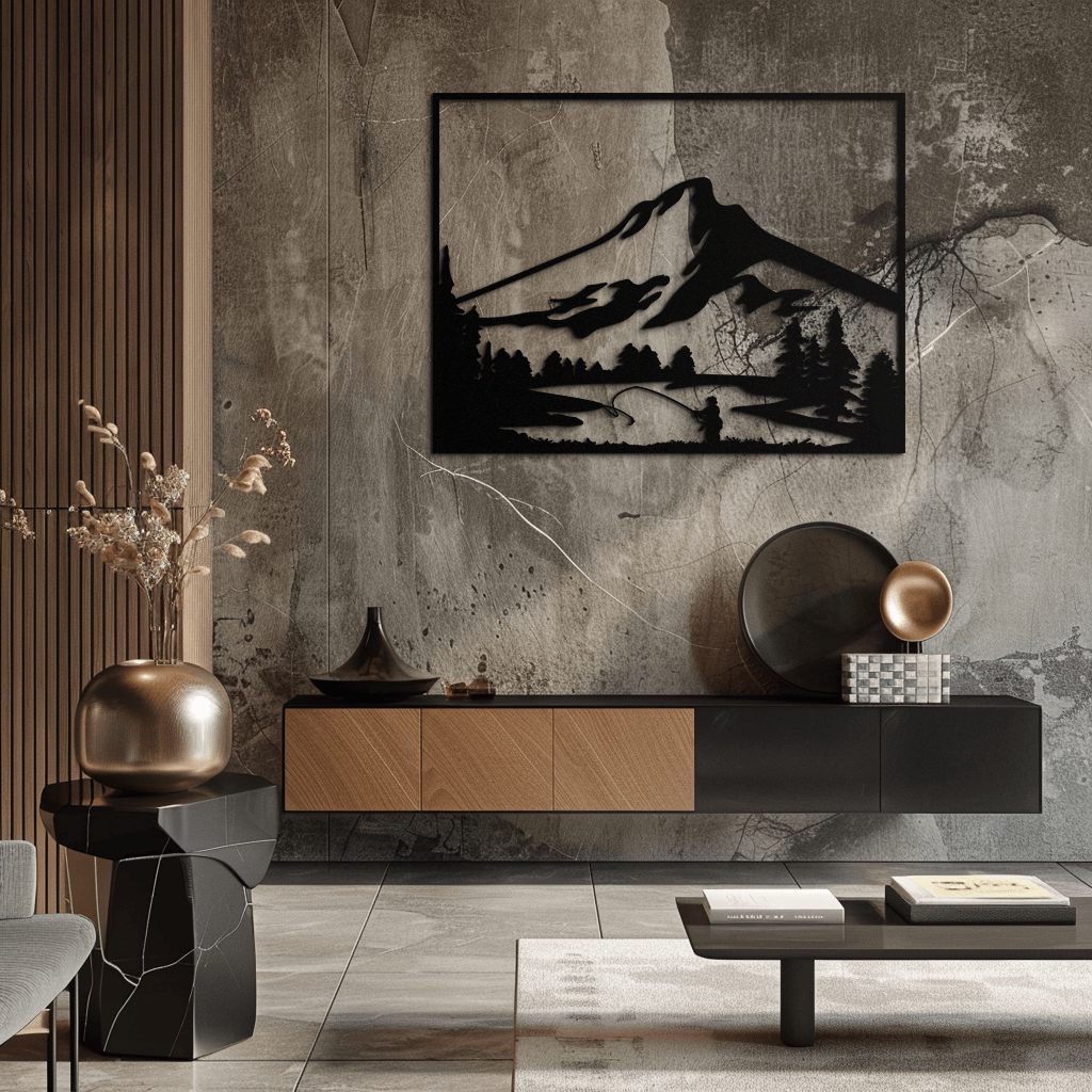 Mountain Fishing Metal Wall Art