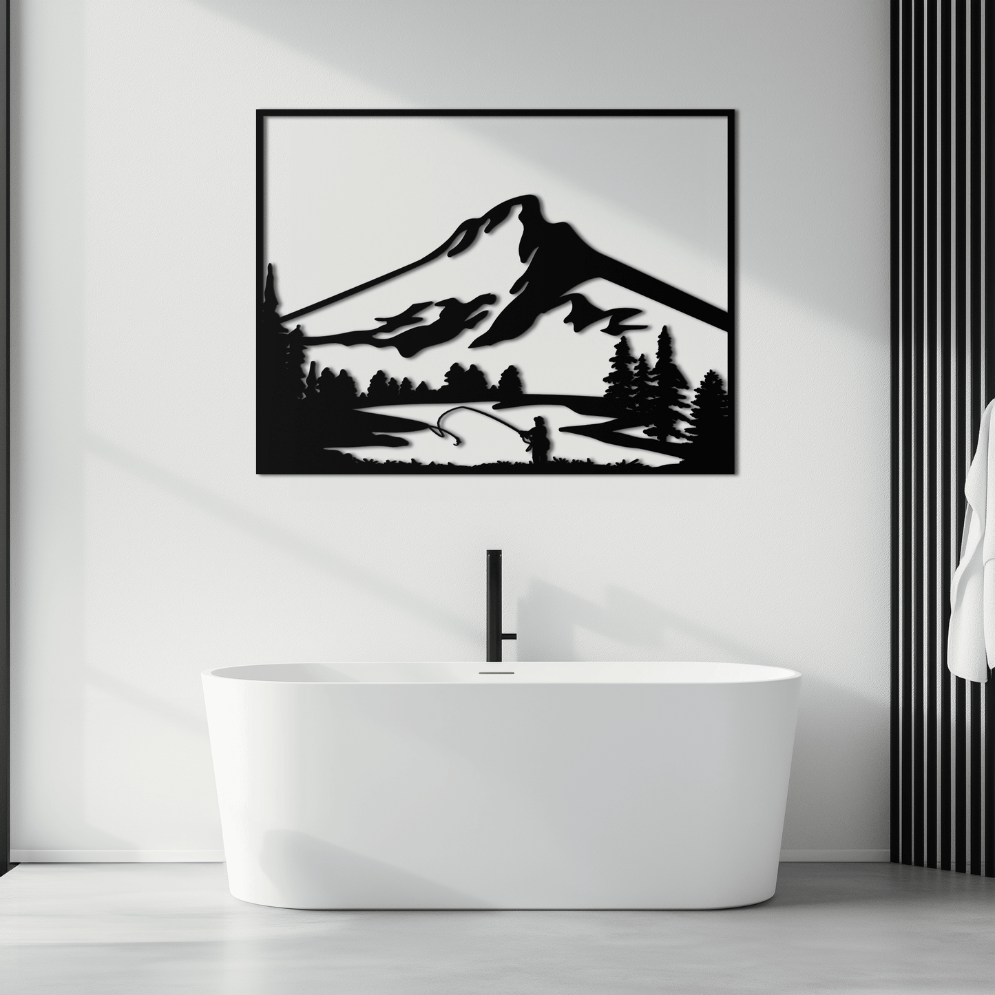 Mountain Fishing Metal Wall Art