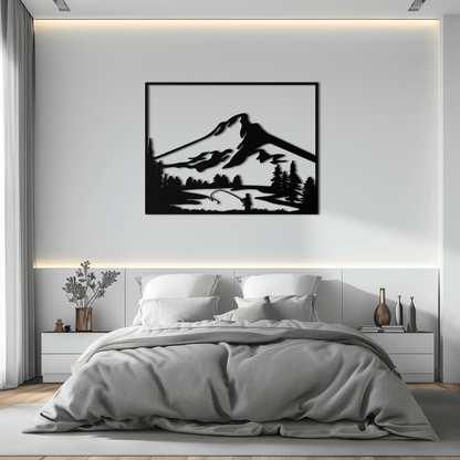 Mountain Fishing Metal Wall Art