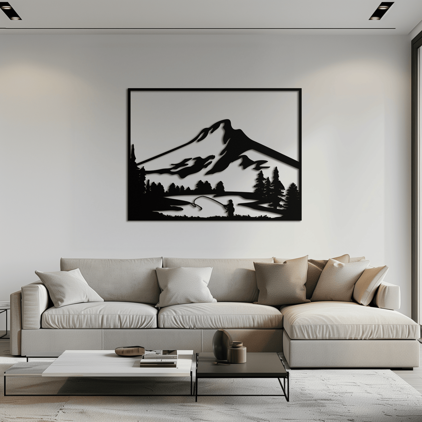 Mountain Fishing Metal Wall Art