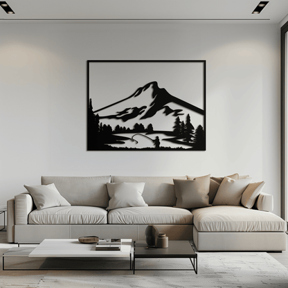 Mountain Fishing Metal Wall Art