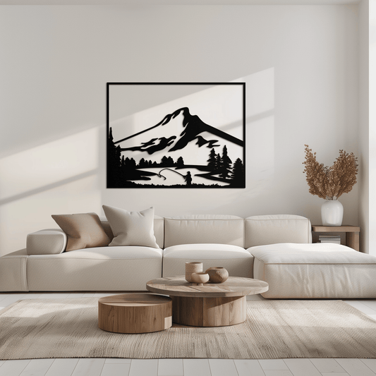 Mountain Fishing Metal Wall Art