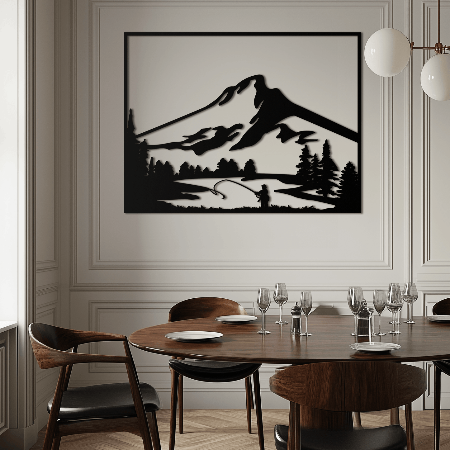 Mountain Fishing Metal Wall Art
