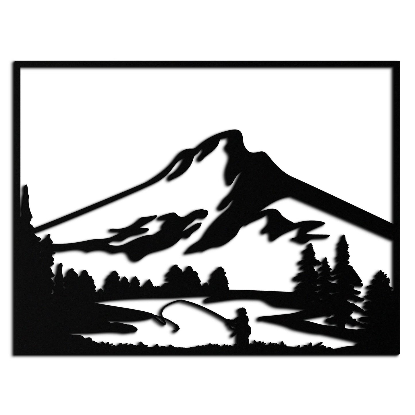 Mountain Fishing Metal Wall Art