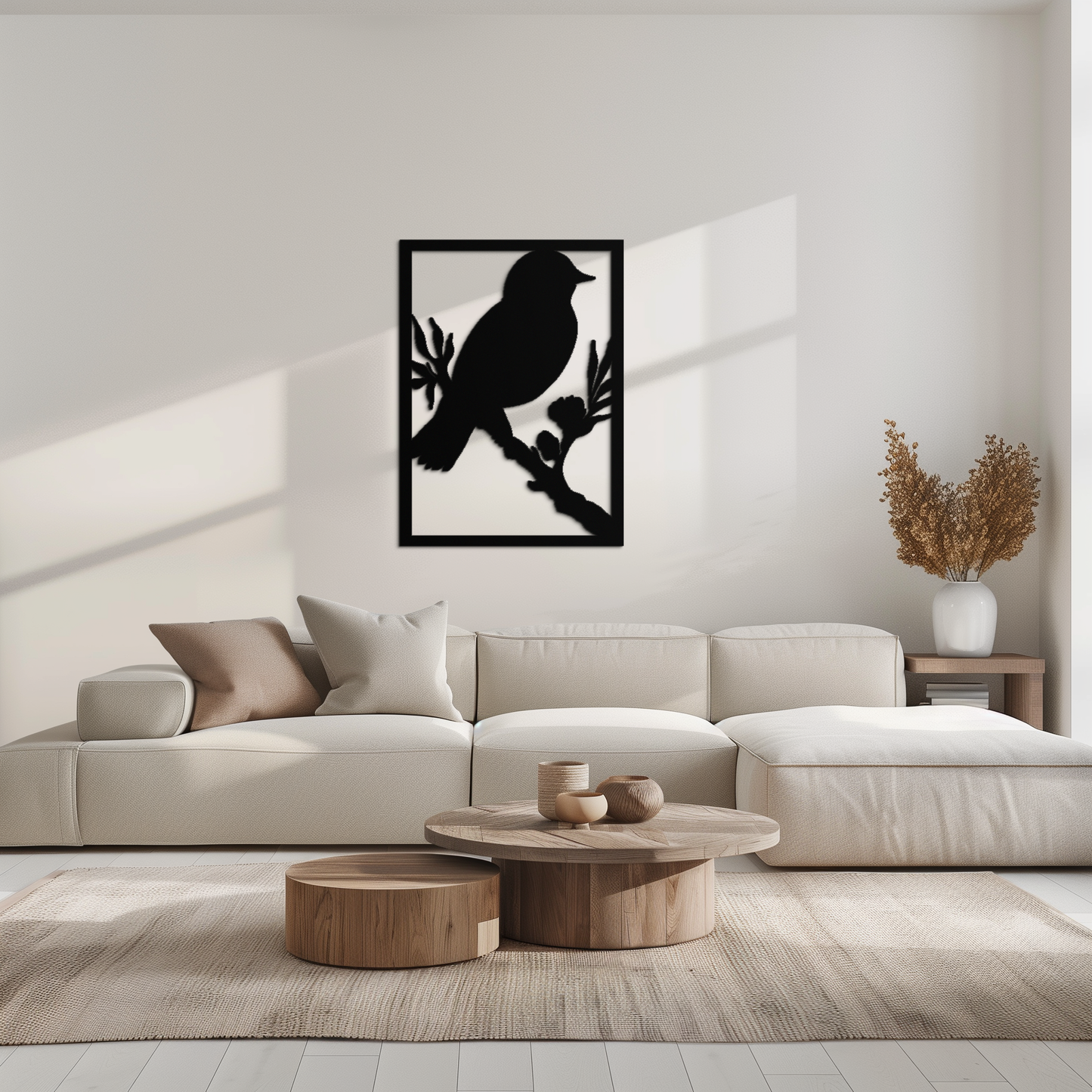 Bird on Branch Metal Wall Art - Modern Steel Decor