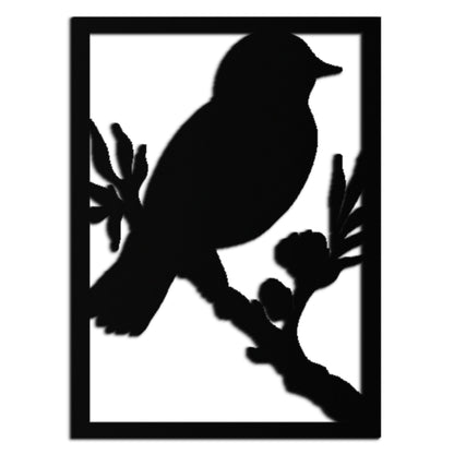 Bird on Branch Metal Wall Art - Modern Steel Decor