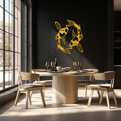 Koi Fish Yin Yang Metal Wall Art