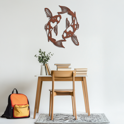 Koi Fish Yin Yang Metal Wall Art