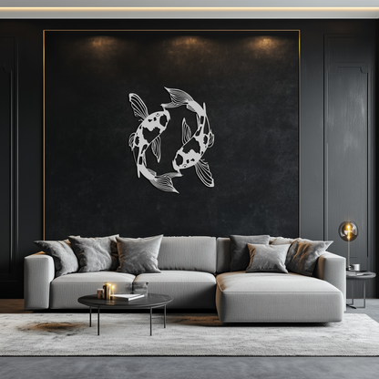 Koi Fish Yin Yang Metal Wall Art