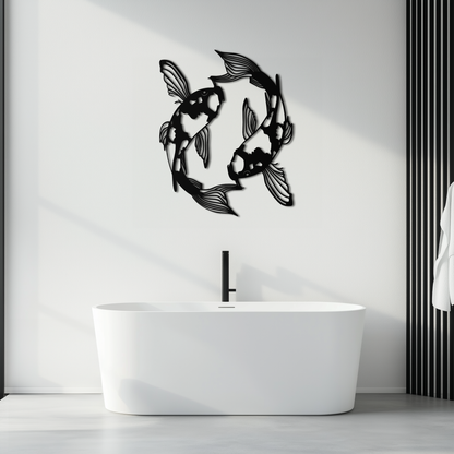 Koi Fish Yin Yang Metal Wall Art
