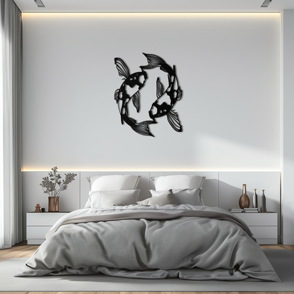Koi Fish Yin Yang Metal Wall Art