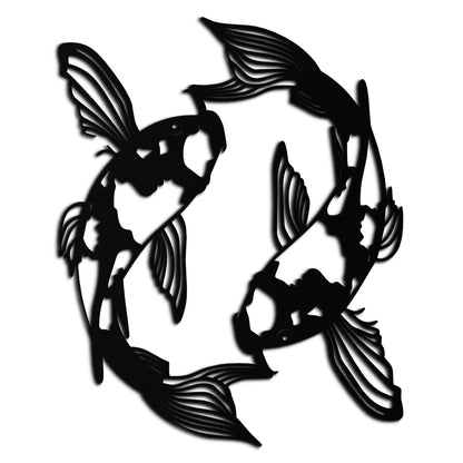 Koi Fish Yin Yang Metal Wall Art