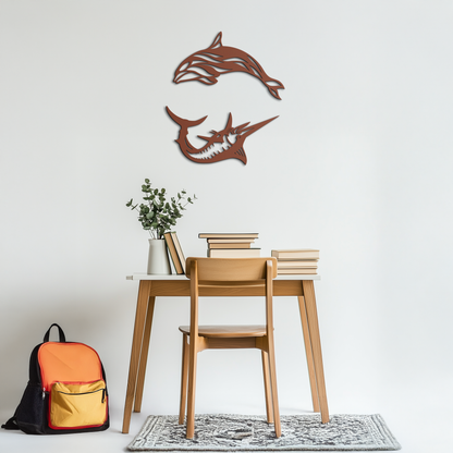 Dolphin and Marlin Metal Wall Art - Coastal Ocean Decor