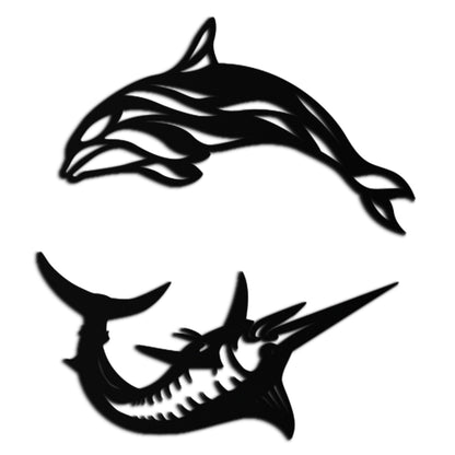Dolphin and Marlin Metal Wall Art - Coastal Ocean Decor
