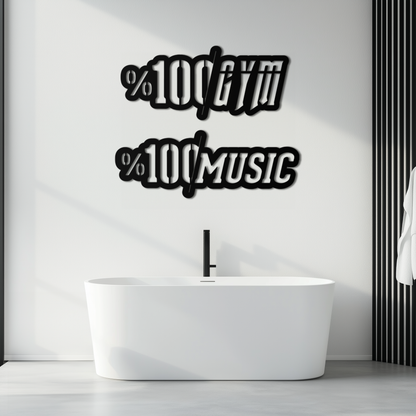 Gym and Music Typography Metal Wall Art