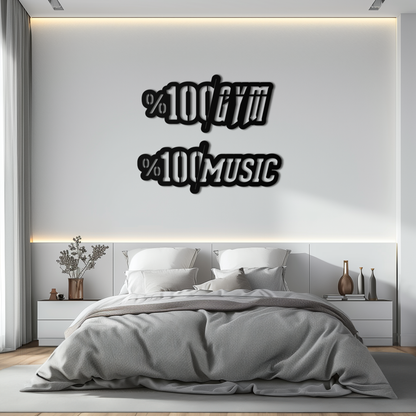 Gym and Music Typography Metal Wall Art