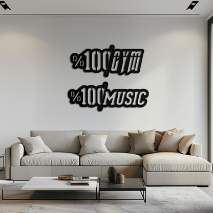 Gym and Music Typography Metal Wall Art