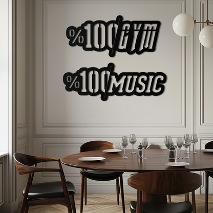 Gym and Music Typography Metal Wall Art