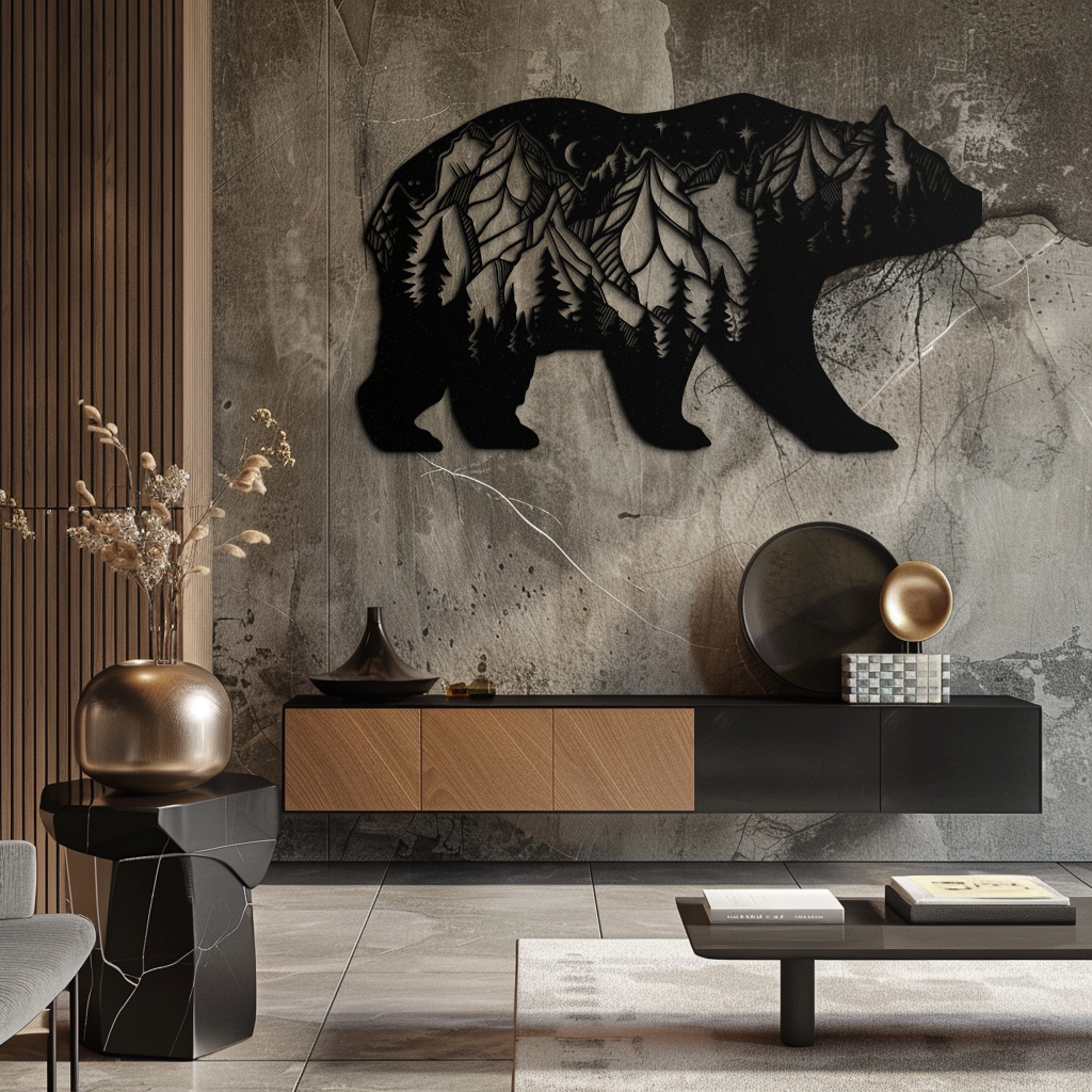 Mountain Bear Metal Wall Art
