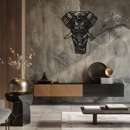 Mandala Elephant Metal Wall Art - Boho Animal Decor