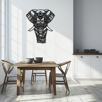 Mandala Elephant Metal Wall Art - Boho Animal Decor