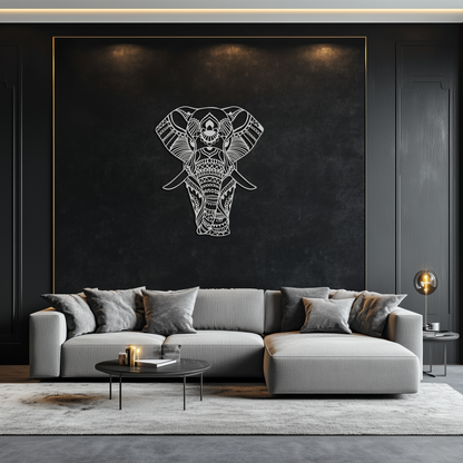 Mandala Elephant Metal Wall Art - Boho Animal Decor