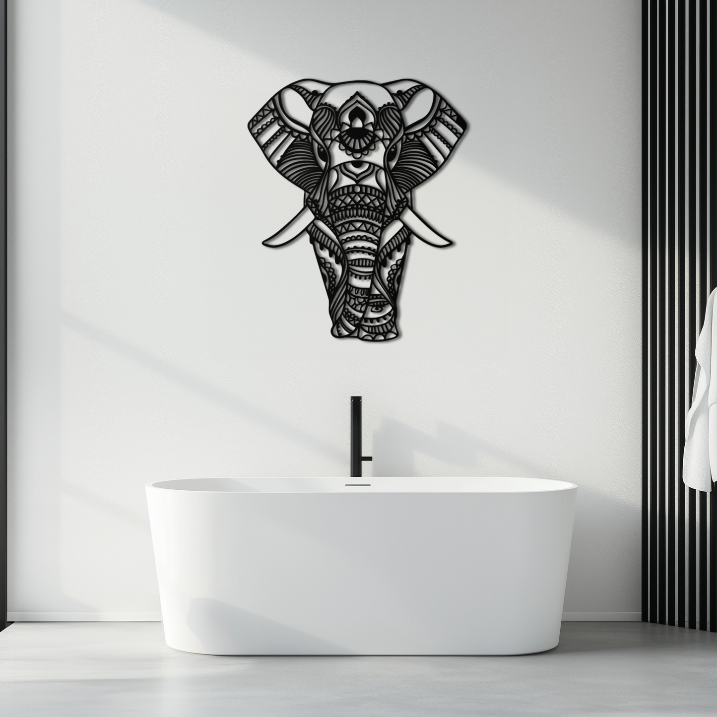 Mandala Elephant Metal Wall Art - Boho Animal Decor