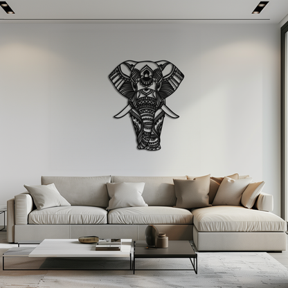 Mandala Elephant Metal Wall Art - Boho Animal Decor
