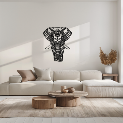 Mandala Elephant Metal Wall Art - Boho Animal Decor
