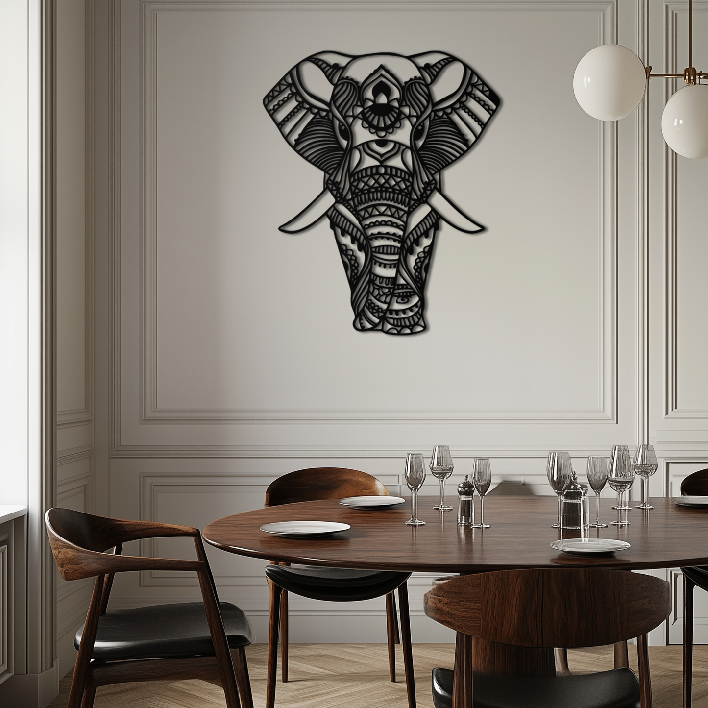 Mandala Elephant Metal Wall Art - Boho Animal Decor