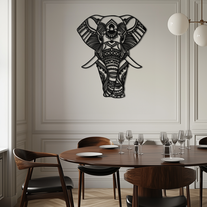 Mandala Elephant Metal Wall Art - Boho Animal Decor