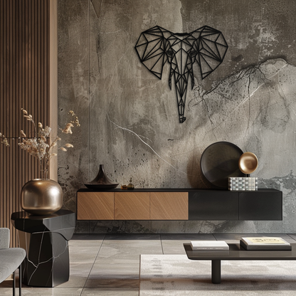 Geometric Elephant Metal Wall Art - Modern Abstract Decor