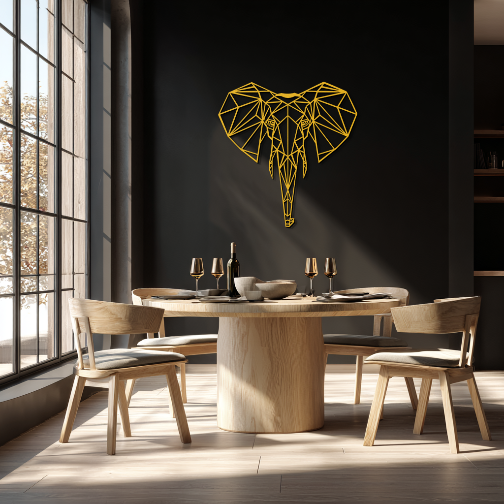 Geometric Elephant Metal Wall Art - Modern Abstract Decor