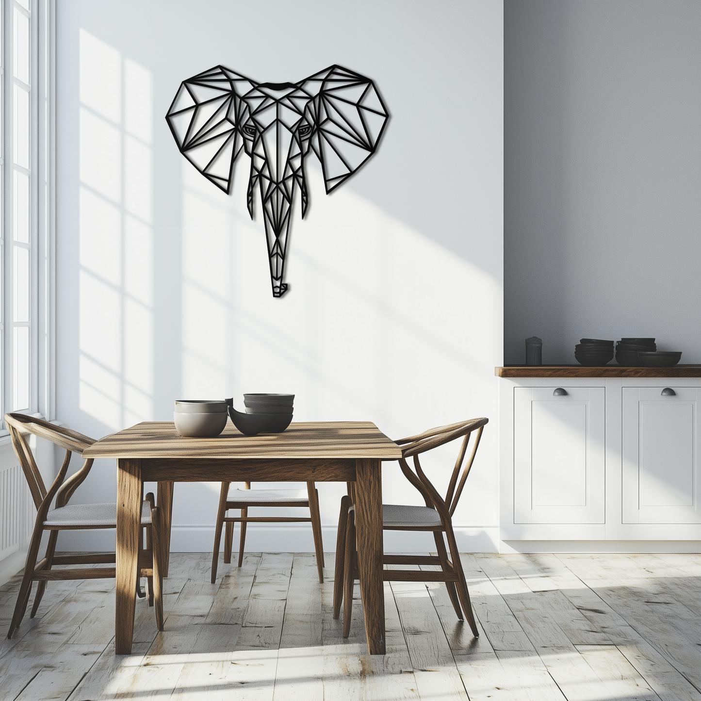 Geometric Elephant Metal Wall Art - Modern Abstract Decor