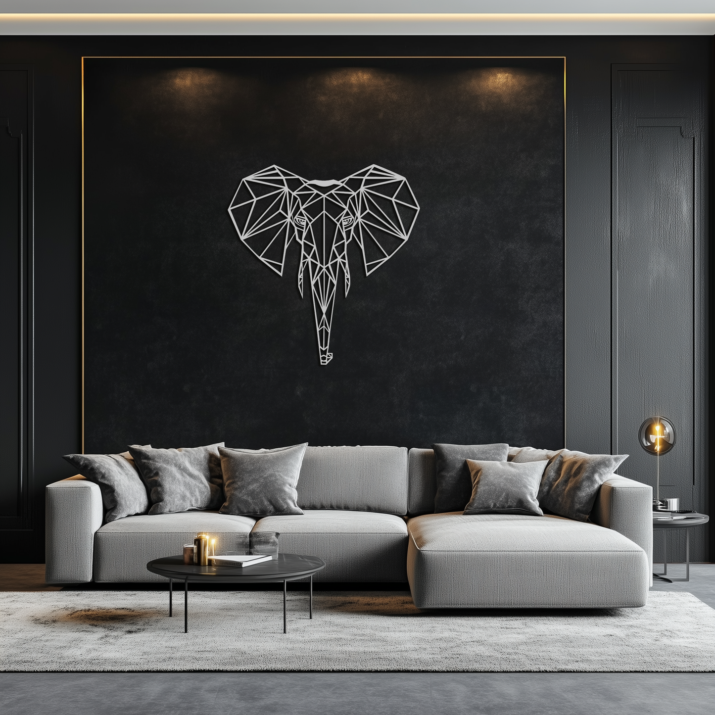 Geometric Elephant Metal Wall Art - Modern Abstract Decor