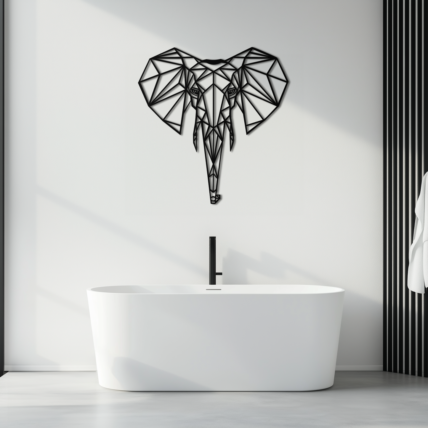 Geometric Elephant Metal Wall Art - Modern Abstract Decor