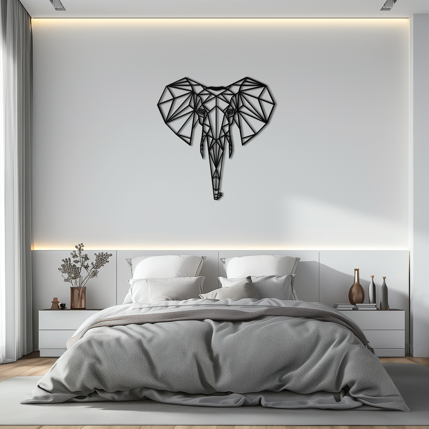 Geometric Elephant Metal Wall Art - Modern Abstract Decor
